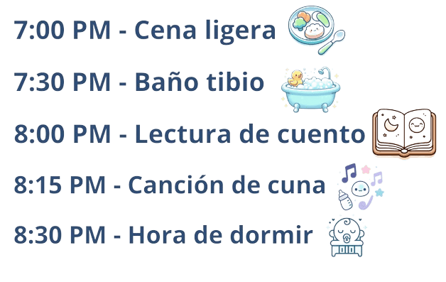 infografia de rutina para dormir de un bebe