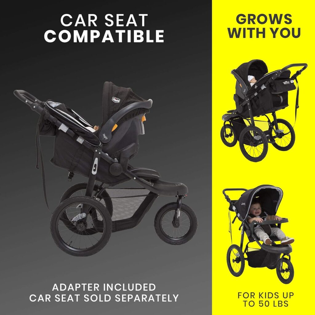 Jeep Hydro Sport Plus Jogger de Delta Children, incluye adaptador para asiento de coche, color negro